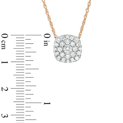 0.69 CT. T.W. Diamond Cushion Frame Pendant in 10K Rose Gold