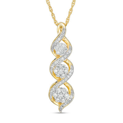 0.37 CT. T.W. Composite Diamond Three Stone Twist Pendant in 10K Gold