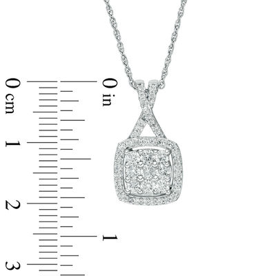 0.69 CT. T.W. Composite Diamond Cushion Frame Pendant in 10K White Gold