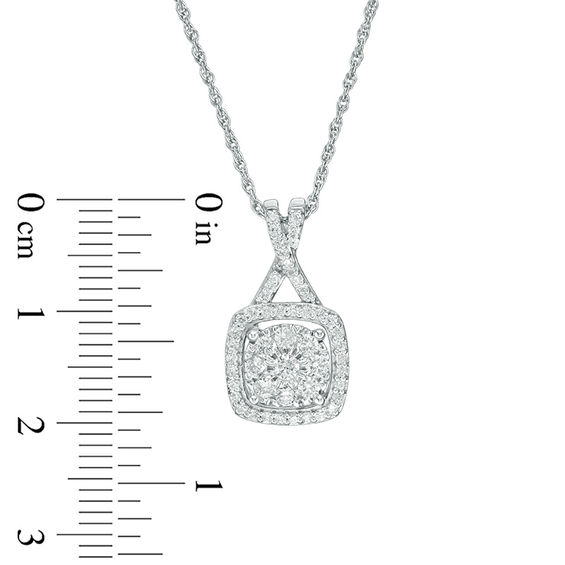 0.45 CT. T.W. Diamond Cushion Frame Pendant in 10K White Gold