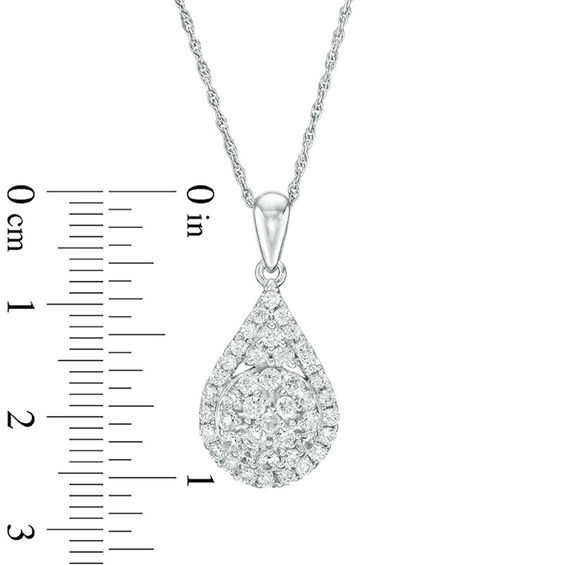 0.95 CT. T.W. Multi-Diamond Teardrop Frame Pendant in 10K White Gold