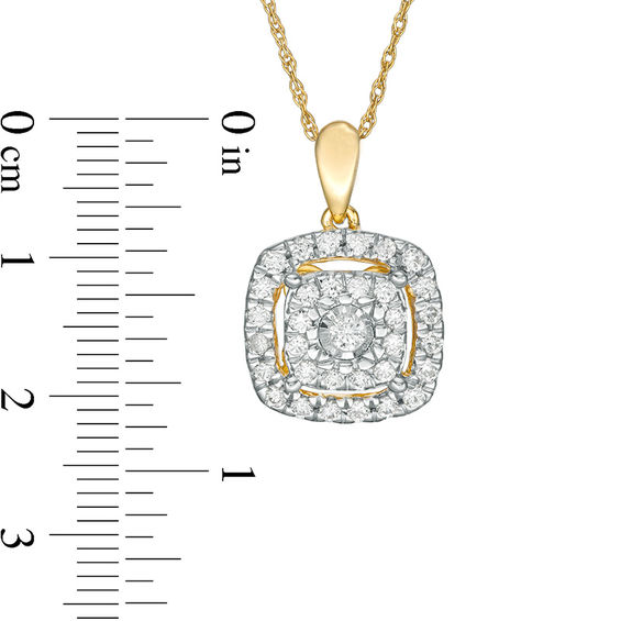 0.58 CT. T.W. Diamond Double Cushion Frame Pendant in 10K Gold