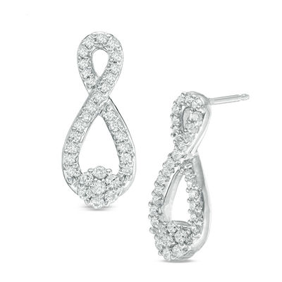 0.69 CT. T.W. Multi-Diamond Infinity Drop Earrings in 10K White Gold