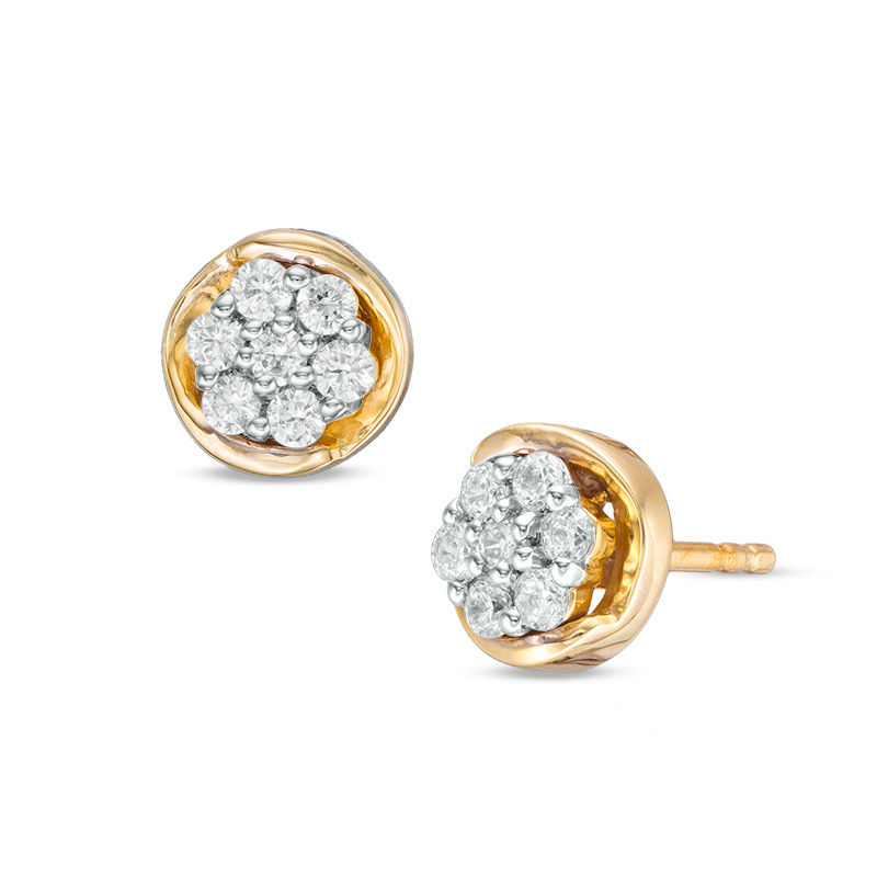 0.29 CT. T.W. Multi-Diamond Stud Earrings in 10K Gold|Peoples Jewellers