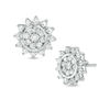 0.95 CT. T.W. Diamond Sunburst Stud Earrings in 10K White Gold