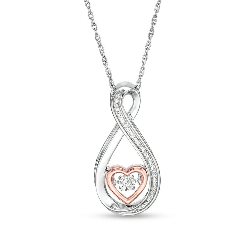 Unstoppable Love™ 0.04 CT. T.W. Diamond Heart Infinity Pendant in Sterling Silver and 10K Rose Gold|Peoples Jewellers