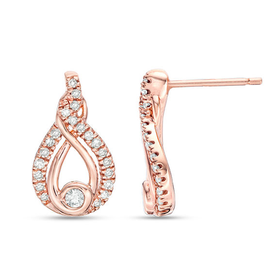 Interwoven™ 0.23 CT. T.W. Diamond Drop Earrings in 10K Rose Gold