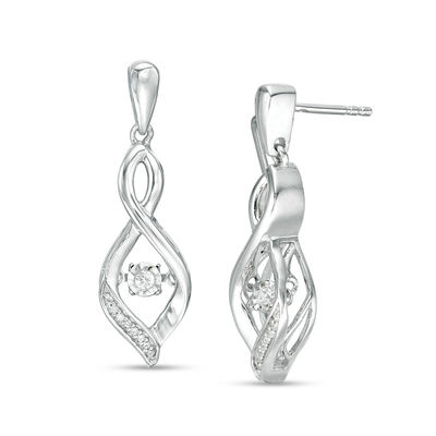 Unstoppable Love™ 0.085 CT. T.W. Diamond Flame Drop Earrings in Sterling Silver