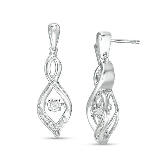 Unstoppable Love™ 0.085 CT. T.W. Diamond Flame Drop Earrings in Sterling Silver