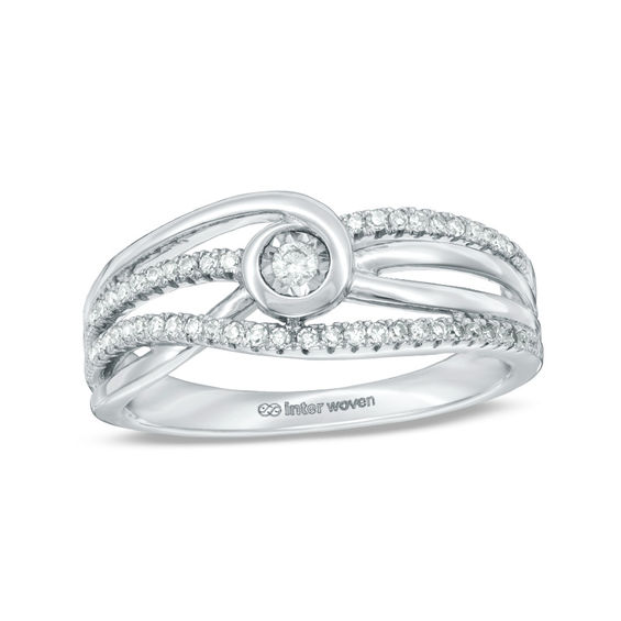 Interwoven™ 0.20 CT. T.W. Diamond Promise Ring in 10K White Gold - Size 7