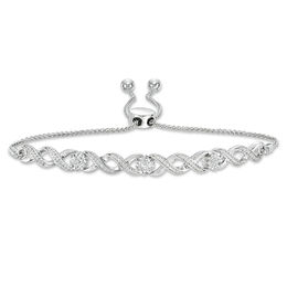 0.23 CT. T.W. Diamond Infinity Bolo Bracelet in Sterling Silver - 9.5&quot;