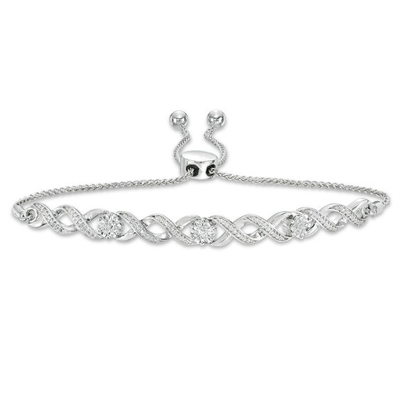 0.23 CT. T.W. Diamond Infinity Bolo Bracelet in Sterling Silver - 9.5"