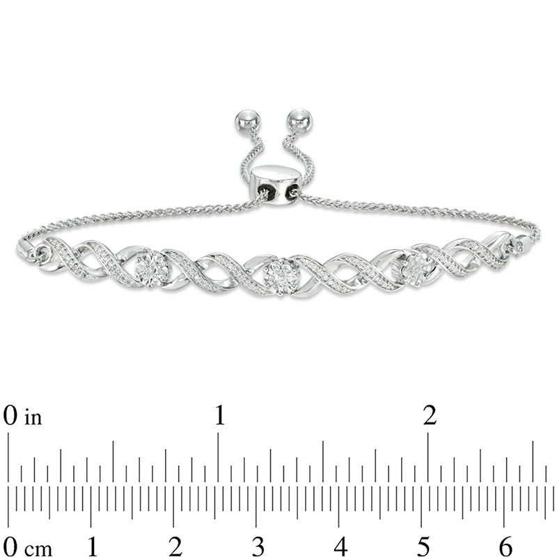 0.23 CT. T.W. Diamond Infinity Bolo Bracelet in Sterling Silver - 9.5"|Peoples Jewellers