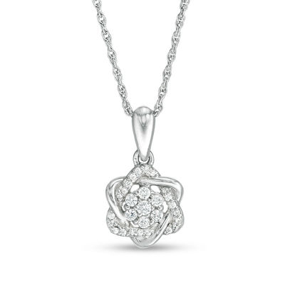 0.145 CT. T.W. Composite Diamond Love Knot Pendant in 10K White Gold