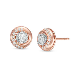 0.25 CT. T.W. Diamond Orbit Stud Earrings in 10K Rose Gold