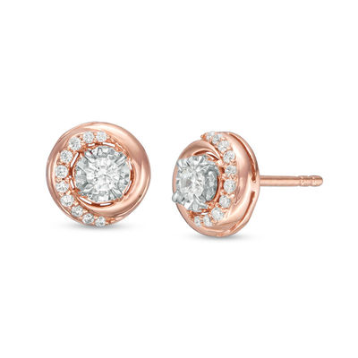 0.25 CT. T.W. Diamond Orbit Stud Earrings in 10K Rose Gold