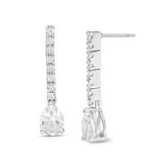 Pear-Shaped Lab-Created White Sapphire Drop Earrings in 10K White Gold