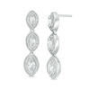 Thumbnail Image 0 of Marquise Lab-Created White Sapphire and 0.23 CT. T.W. Diamond Frame Triple Drop Earrings in Sterling Silver