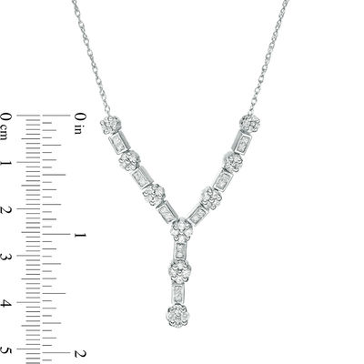 0.69 CT. T.W. Quad Diamond "Y" Necklace in 10K White Gold - 16"