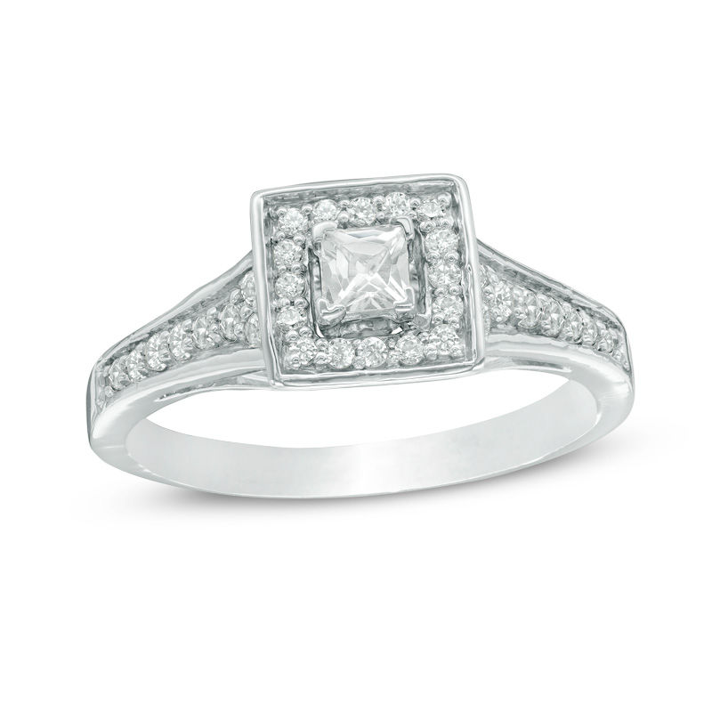 0.37 CT. T.W. Princess-Cut Diamond Frame Engagement Ring in 10K White Gold|Peoples Jewellers