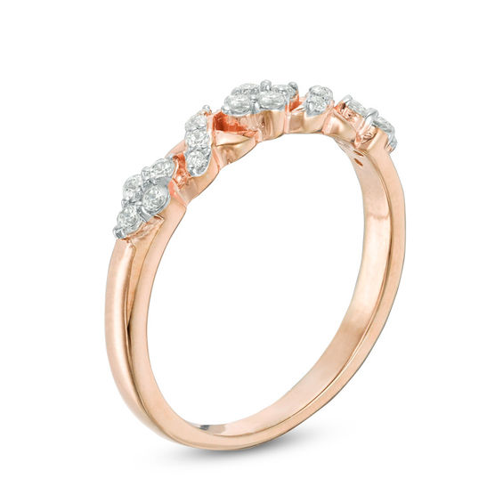 0.23 CT. T.W. Diamond "XO" Band in 10K Rose Gold