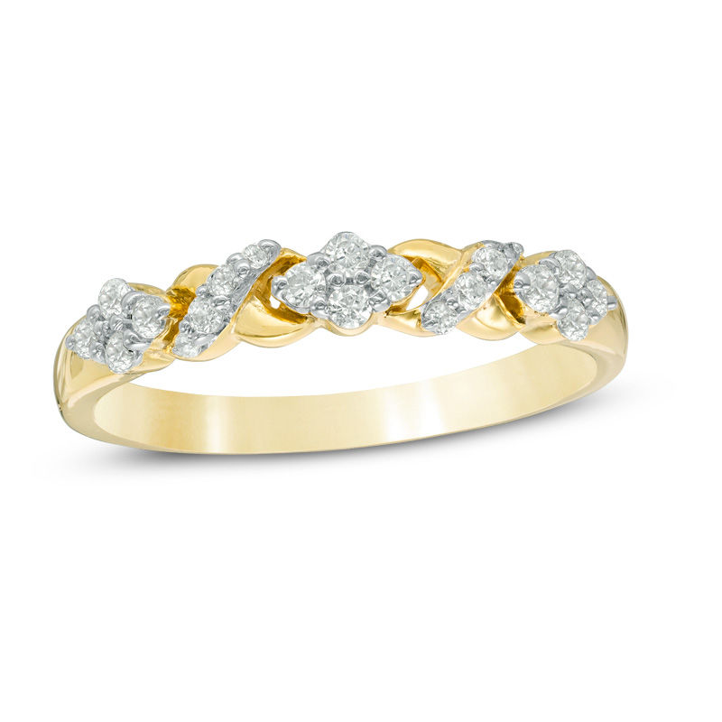 Main Image 1 of 0.23 CT. T.W. Diamond &quot;XO&quot; Band in 10K Gold