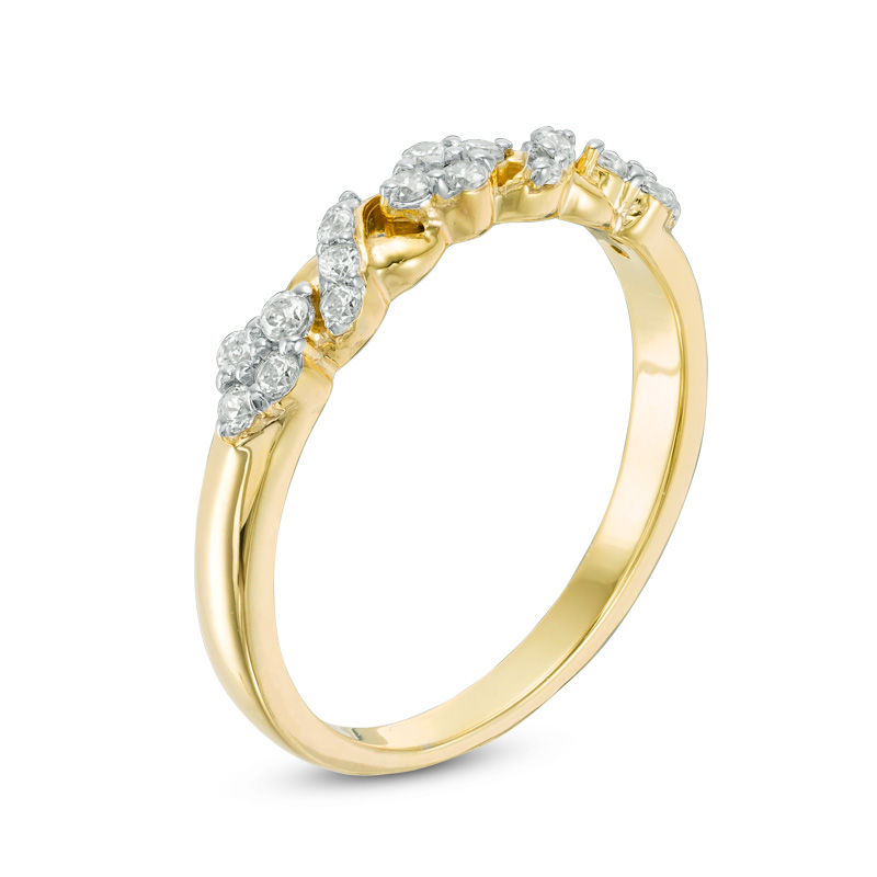 Main Image 2 of 0.23 CT. T.W. Diamond &quot;XO&quot; Band in 10K Gold