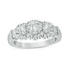 0.57 CT. T.W. Diamond Three Stone Frame Collar Engagement Ring in 10K Gold