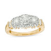 Thumbnail Image 0 of 0.57 CT. T.W. Diamond Three Stone Frame Collar Engagement Ring in 10K Gold