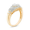 0.57 CT. T.W. Diamond Three Stone Frame Collar Engagement Ring in 10K Gold