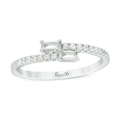 Ever Us™ 0.25 CT. T.W. Two-Stone Baguette Diamond Bypass Ring in 10K White Gold