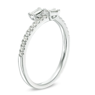 Ever Us™ 0.25 CT. T.W. Two-Stone Baguette Diamond Bypass Ring in 10K White Gold