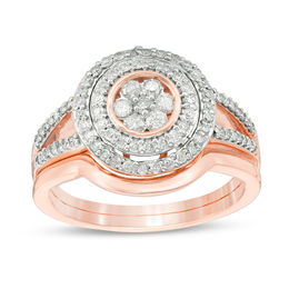 0.45 CT. T.W. Composite Diamond Double Frame Bridal Set in 10K Rose Gold