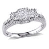 Thumbnail Image 0 of 0.98 CT. T.W. Radiant-Cut Diamond Three Stone Frame Engagement Ring in 14K White Gold