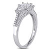 Thumbnail Image 1 of 0.98 CT. T.W. Radiant-Cut Diamond Three Stone Frame Engagement Ring in 14K White Gold