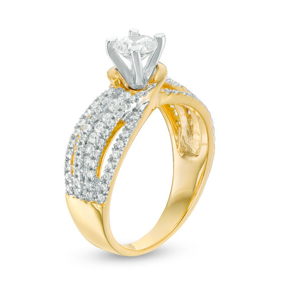 0.95 CT. T.W. Diamond Bypass Multi-Row Engagement Ring in 10K Gold