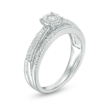 0.29 CT. T.W. Diamond Frame Multi-Row Engagement Ring in 10K White Gold