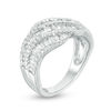 0.95 CT. T.W. Baguette and Round Diamond Multi-Row Wave Band in 10K White Gold