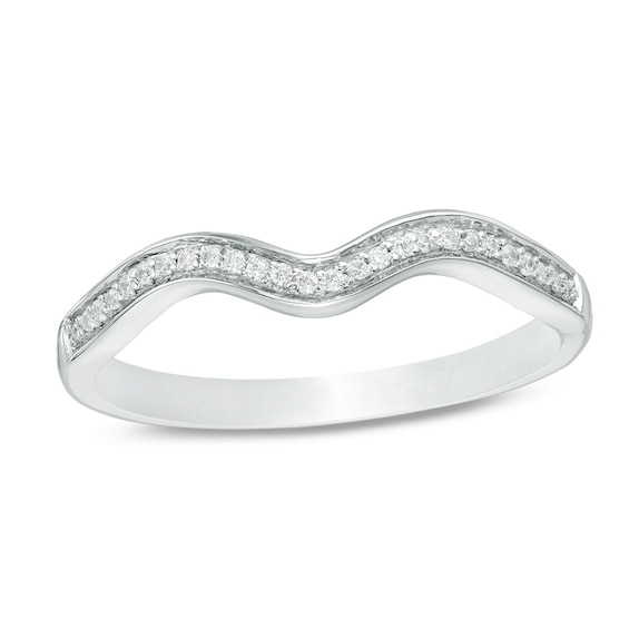 0.065 CT. T.W. Diamond Wavy Contour Wedding Band in 10K White Gold