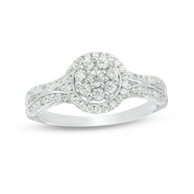 0.45 CT. T.W. Multi-Diamond Frame Engagement Ring in 10K White Gold