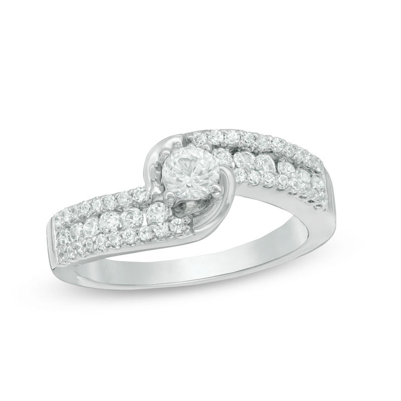 0.58 CT. T.W. Diamond Bypass Engagement Ring in 10K White Gold|Peoples Jewellers