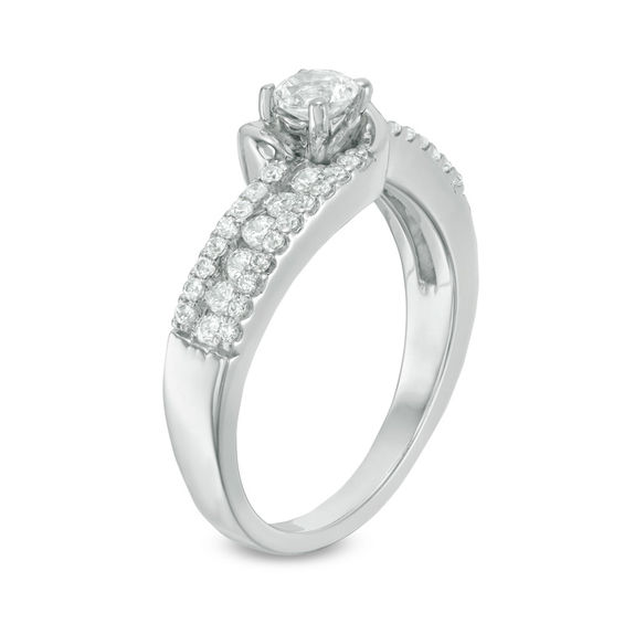 0.58 CT. T.W. Diamond Bypass Engagement Ring in 10K White Gold