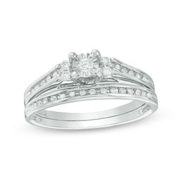 0.23 CT. T.W. Diamond Duo-Sides Bridal Set in Sterling Silver