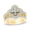 Thumbnail Image 1 of 0.58 CT. T.W. Diamond Clover Frame Vintage-Style Bridal Set in 10K Gold