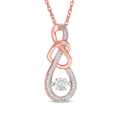 Unstoppable Love™ 0.117 CT. T.W. Diamond Intertwining Infinity and Tilted Heart Pendant in 10K Rose Gold