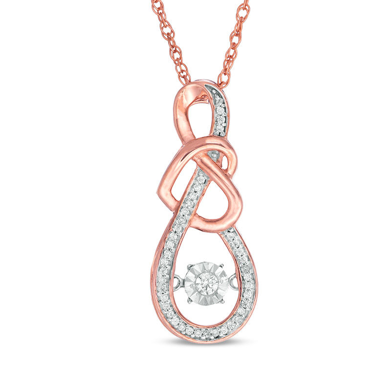 Unstoppable Love™ 0.117 CT. T.W. Diamond Intertwining Infinity and Tilted Heart Pendant in 10K Rose Gold|Peoples Jewellers