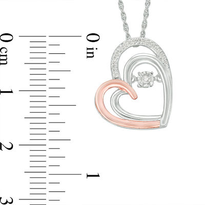 Unstoppable Love™ CT. T.W. Diamond Tilted Double Heart Pendant in Sterling Silver and 10K Rose Gold