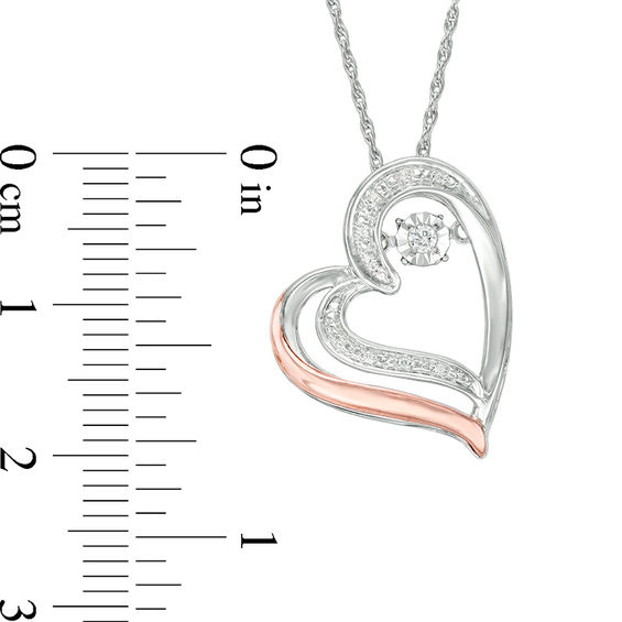 Unstoppable Love™ Diamond Accent Tilted Heart Pendant in Sterling Silver and 10K Rose Gold