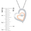 Thumbnail Image 2 of Unstoppable Love™ 0.23 CT. T.W. Diamond Tilted Double Heart Pendant in Sterling Silver and 10K Rose Gold