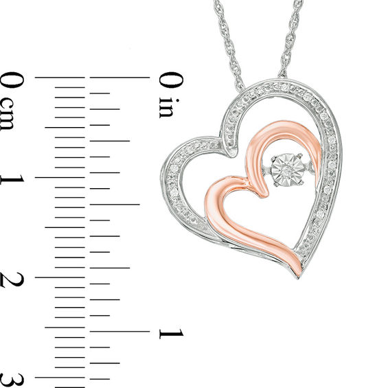 Unstoppable Love™ Diamond Accent Tilted Double Heart Pendant in Sterling Silver and 10K Rose Gold